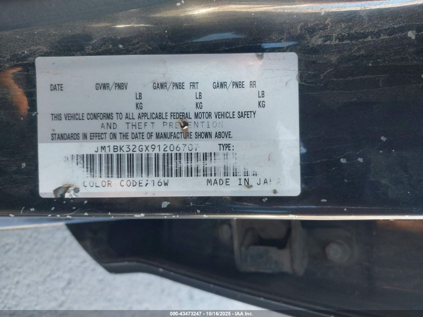 2009 Mazda Mazda3 I VIN: JM1BK32GX91206707 Lot: 43473247
