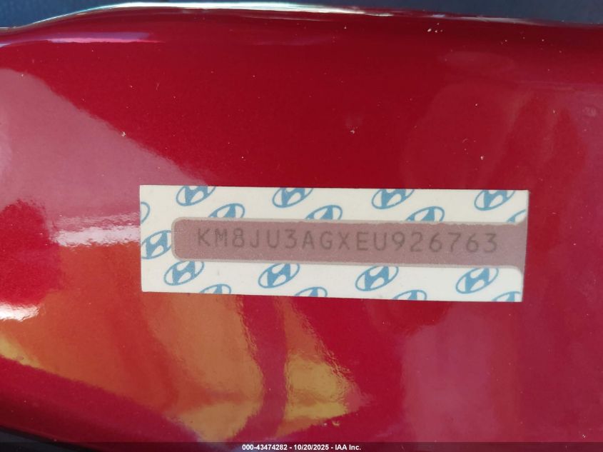 2014 Hyundai Tucson Limited VIN: KM8JU3AGXEU926763 Lot: 43474282