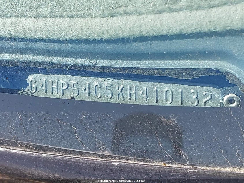 1989 Buick Lesabre Custom VIN: 1G4HP54C5KH410132 Lot: 43474709