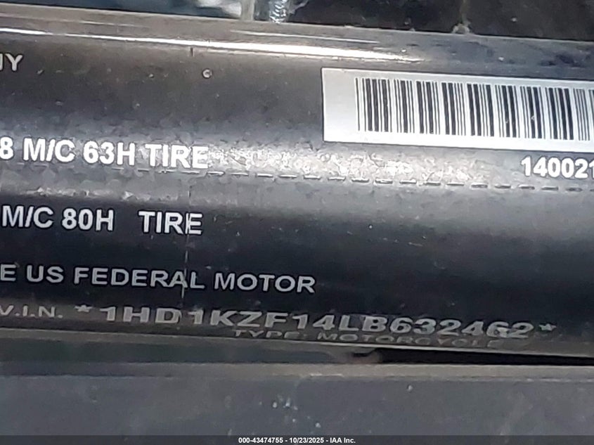 2020 Harley-Davidson Fltrk VIN: 1HD1KZF14LB632462 Lot: 43474755