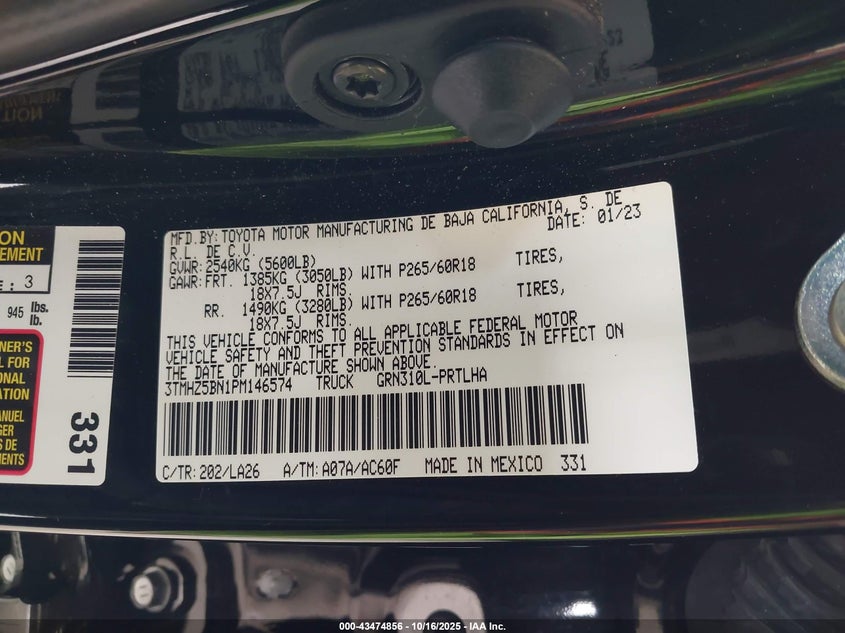 2023 TOYOTA TACOMA LIMITED 3TMHZ5BN1PM146574