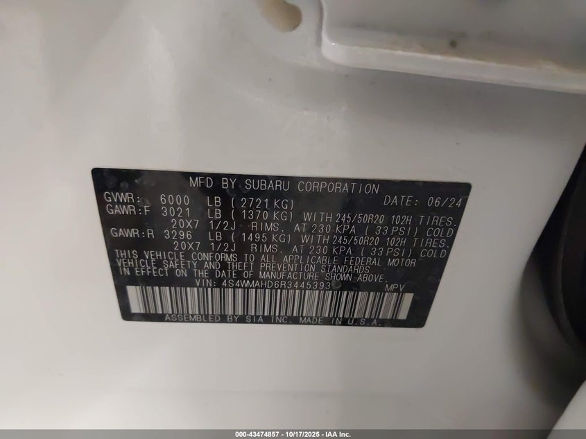 2024 SUBARU ASCENT ONYX EDITION 7-PASSENGER 4S4WMAHD6R3445393