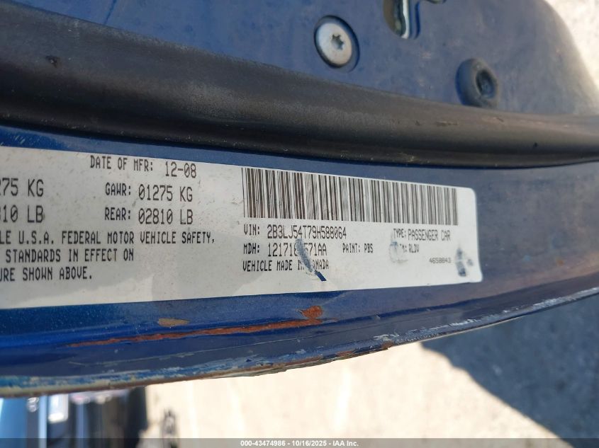 2009 Dodge Challenger R/T VIN: 2B3LJ54T79H588064 Lot: 43474986