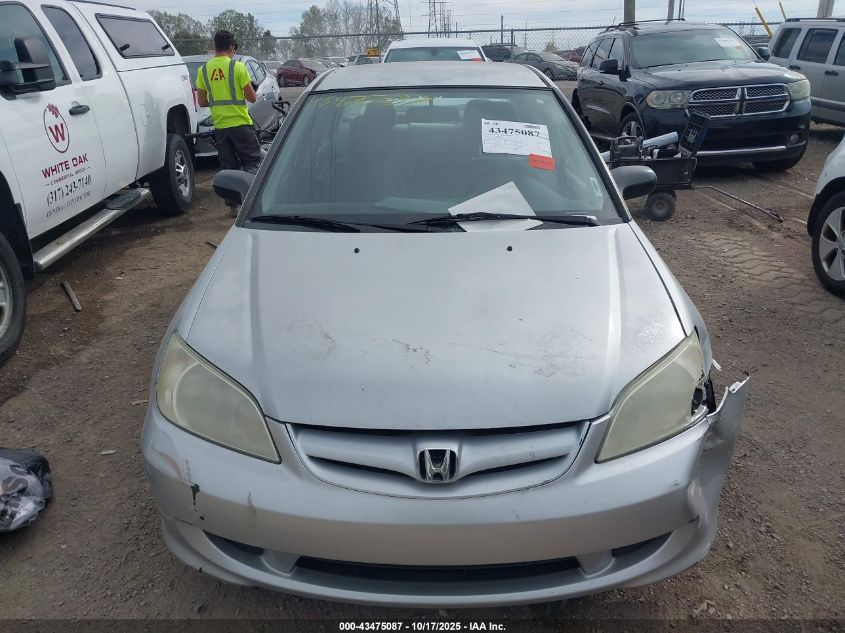 2005 Honda Civic Lx VIN: 2HGES16555H592184 Lot: 43475087