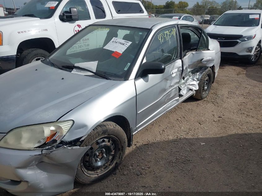 2005 Honda Civic Lx VIN: 2HGES16555H592184 Lot: 43475087