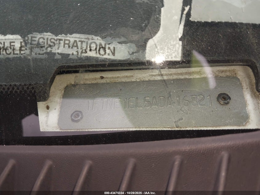 2010 Ford E-150 Commercial/Recreational VIN: 1FTNE1EL5ADA16821 Lot: 43475334