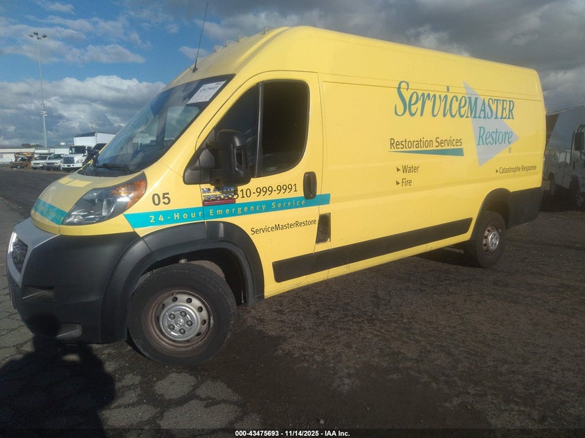 Vin: 3c6urvjg7ke504109, lot: 43970630, ram promaster 3500 cargo van high roof 159 wb ext 20192