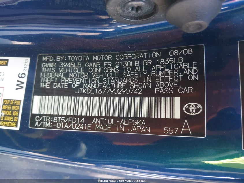 JTKDE167790290742 2009 SCION TC photo no. 9