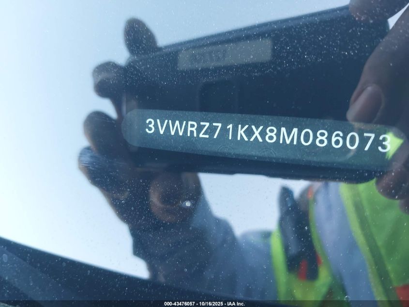 2008 Volkswagen Jetta Se VIN: 3VWRZ71KX8M086073 Lot: 43476057