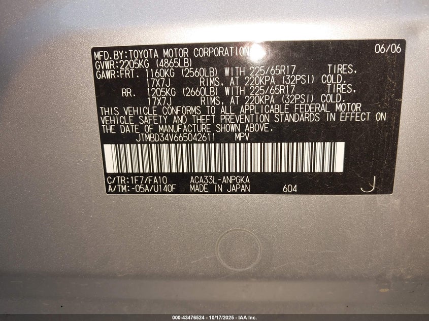 JTMBD34V665042611 2006 TOYOTA RAV 4 photo no. 9