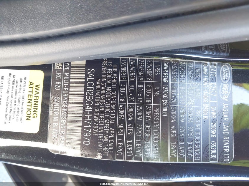 2017 LAND ROVER DISCOVERY SPORT HSE SALCR2BG4HH717970