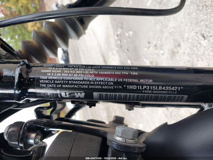 2020 Harley-Davidson Xl1200 Ns VIN: 1HD1LP315LB435421 Lot: 43477438