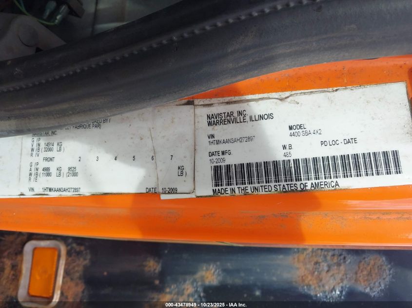 2010 International 4000 4400 VIN: 1HTMKAAN3AH272897 Lot: 43478949