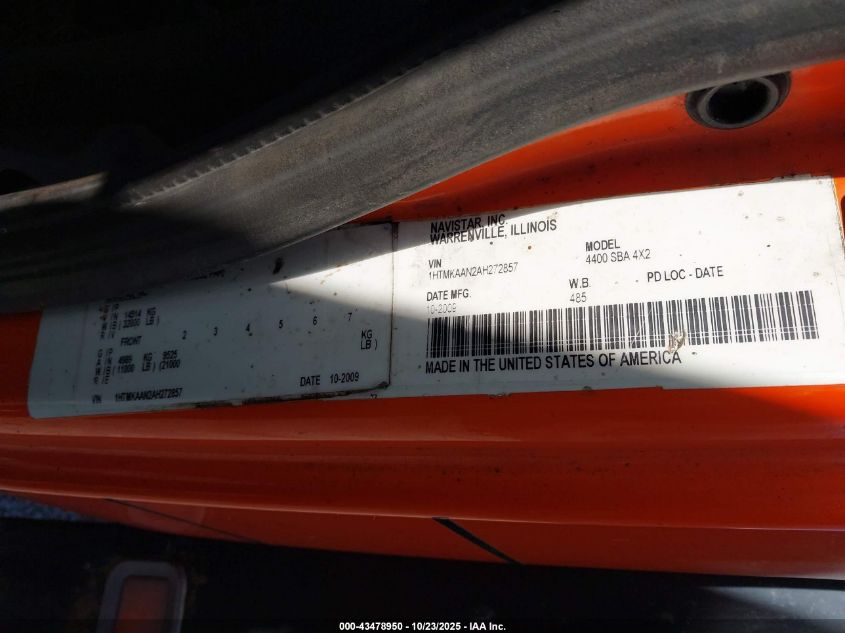 2010 International 4000 4400 VIN: 1HTMKAAN2AH272857 Lot: 43478950