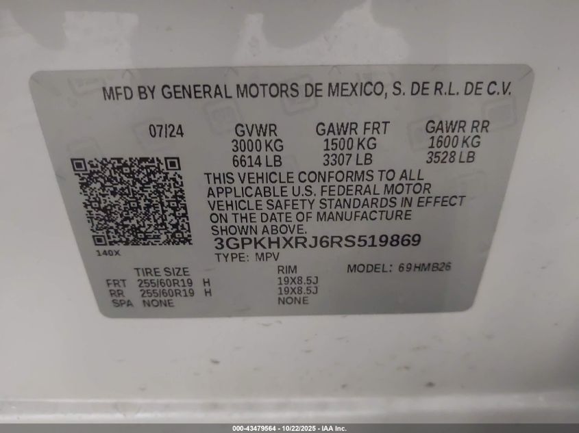 2024 Honda Prologue Touring VIN: 3GPKHXRJ6RS519869 Lot: 43479564