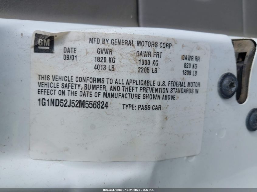 2002 Chevrolet Malibu VIN: 1G1ND52J52M556824 Lot: 43479880