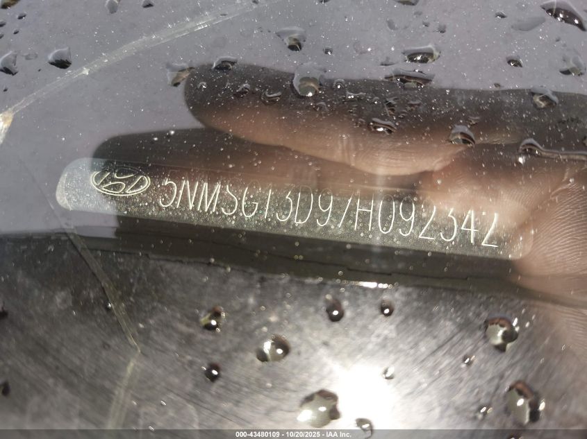 2007 Hyundai Santa Fe Gls VIN: 5NMSG13D97H092342 Lot: 43480109