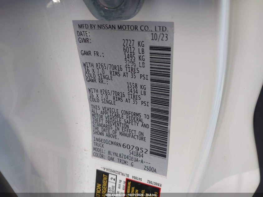 1N6ED1CM4RN607952 2024 NISSAN NAVARA (FRONTIER) photo no. 9