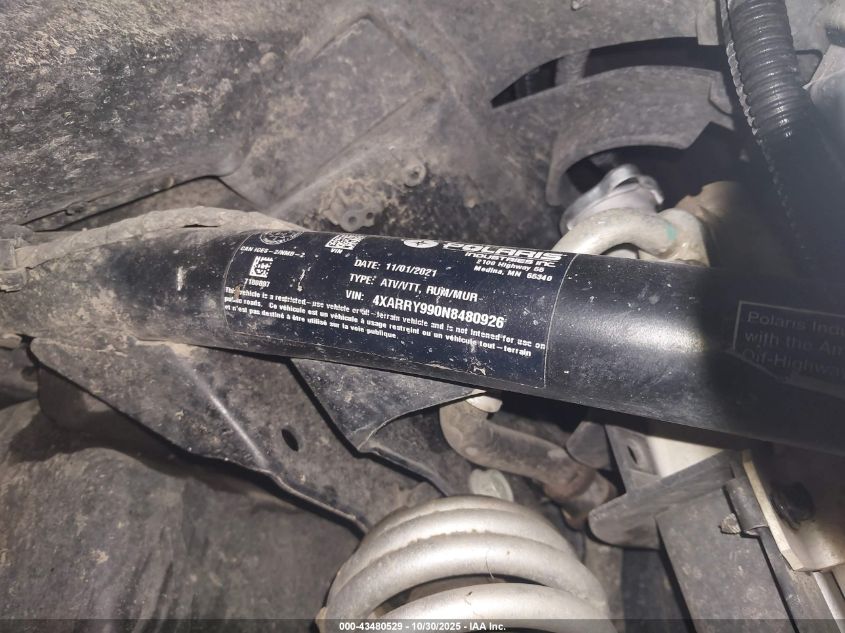 2022 Polaris Ranger Xp 1000 Northstar Ultimate VIN: 4XARRY990N8480926 Lot: 43480529