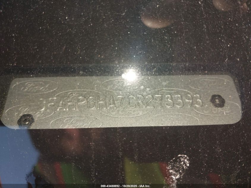 2012 Ford Fusion Se VIN: 3FAHP0HA7CR273393 Lot: 43480892