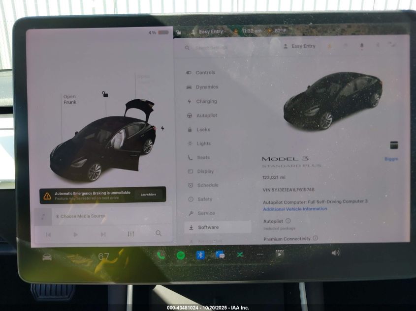 2020 Tesla Model 3 Standard Range Plus Rear-Wheel Drive/Standard Range Rear-Wheel Drive VIN: 5YJ3E1EA1LF615748 Lot: 43481024