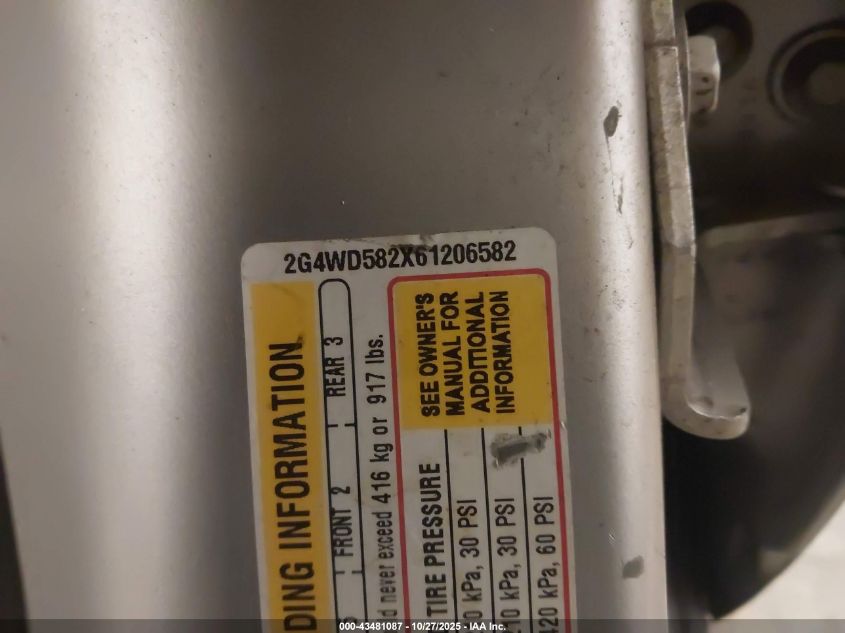 2006 Buick Lacrosse Cxl VIN: 2G4WD582X61206582 Lot: 43481087