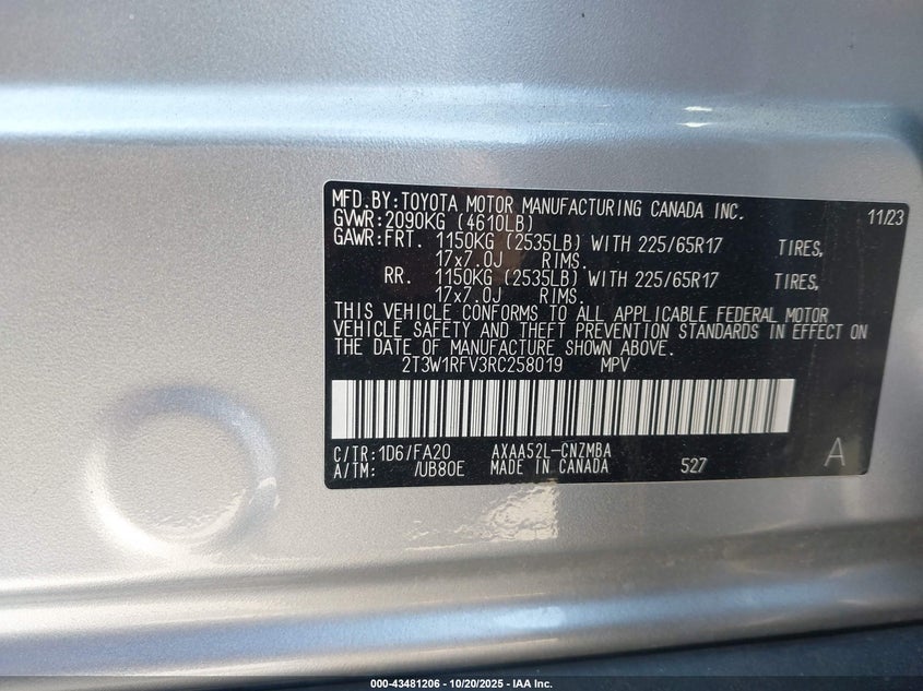 2024 TOYOTA RAV4 XLE 2T3W1RFV3RC258019