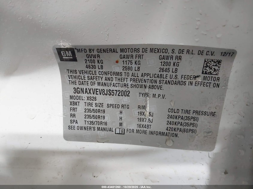 2018 CHEVROLET EQUINOX PREMIER 3GNAXVEV8JS572002