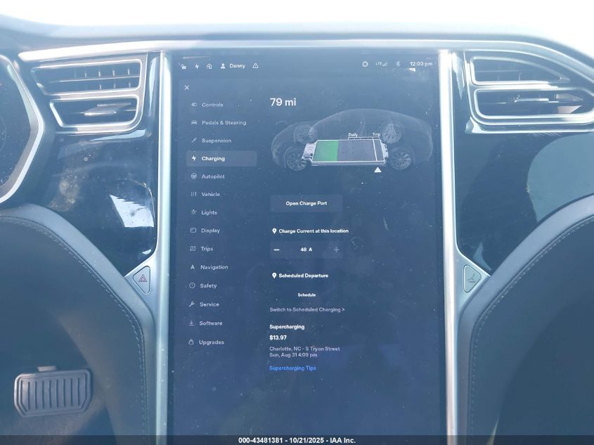 2017 Tesla Model S 100D/60D/75D/90D/P100D VIN: 5YJSA1E25HF213092 Lot: 43481381