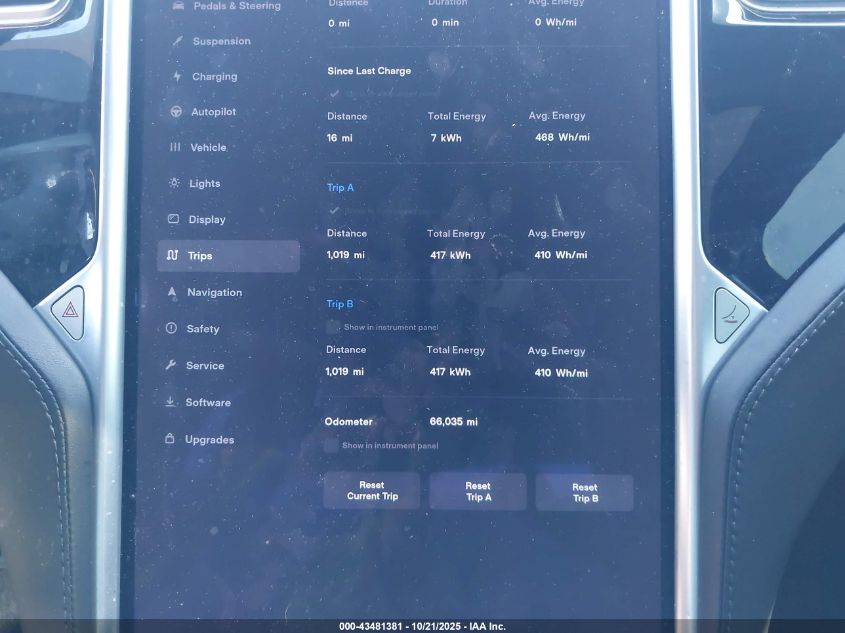 2017 Tesla Model S 100D/60D/75D/90D/P100D VIN: 5YJSA1E25HF213092 Lot: 43481381