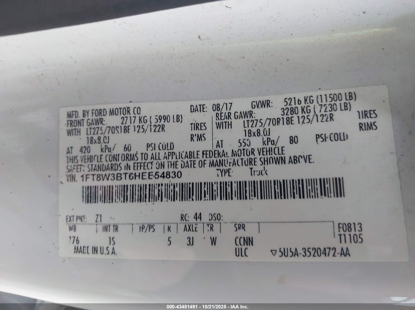 1FT8W3BT6HEE54830 2017 FORD F350 photo no. 9