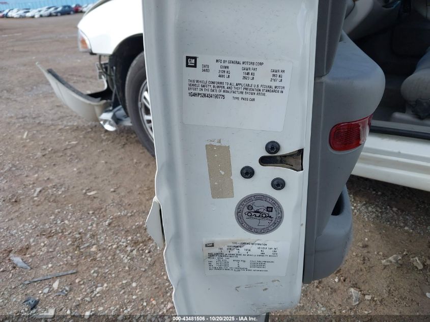 2003 Buick Lesabre Custom VIN: 1G4HP52K434190775 Lot: 43481506