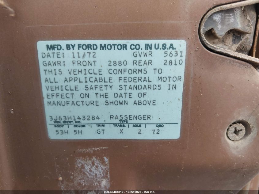 3J64H143284 1973 FORD  photo no. 9