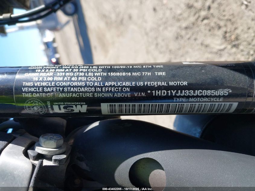 2018 Harley-Davidson Fxbb Street Bob VIN: 1HD1YJJ33JC085085 Lot: 43482285