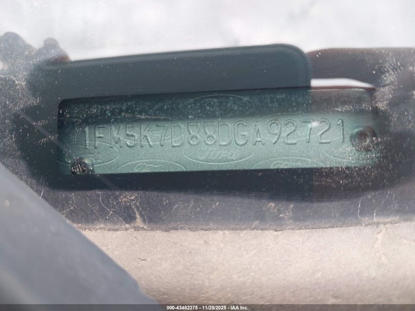 2013 Ford Explorer Xlt VIN: 1FM5K7D88DGA92721 Lot: 43482375