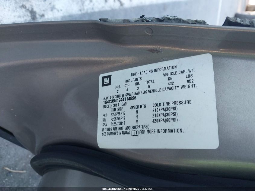 2004 Buick Park Avenue Ultra VIN: 1G4CU541944114896 Lot: 43482565