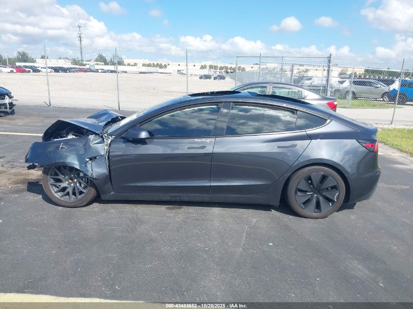 2025 Tesla Model 3 Long Range Rear-Wheel Drive VIN: 5YJ3E1EA1SF013401 Lot: 43483652