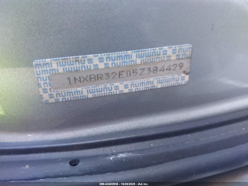 2005 Toyota Corolla Le VIN: 1NXBR32E05Z384429 Lot: 43483936