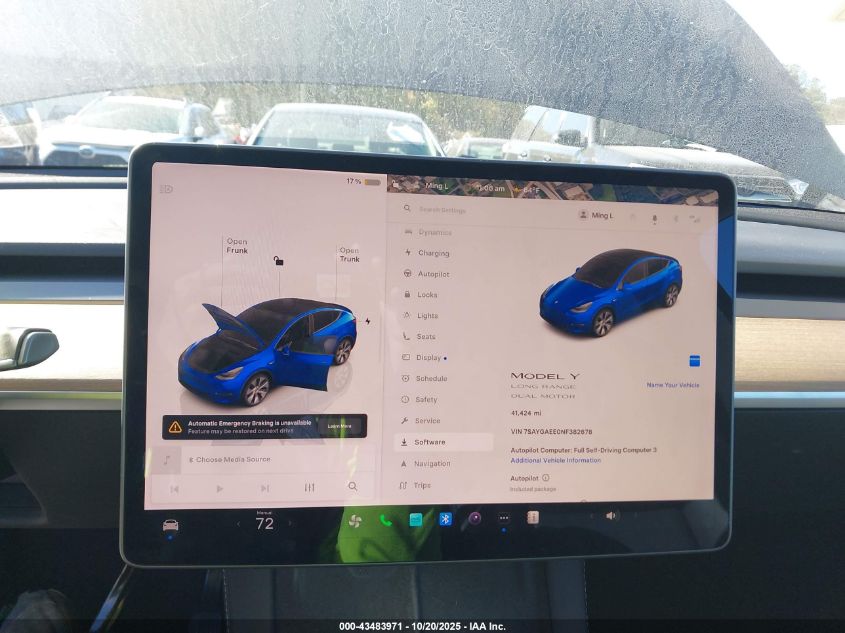 2022 Tesla Model Y Long Range Dual Motor All-Wheel Drive VIN: 7SAYGAEE0NF382678 Lot: 43483971