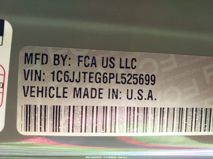 2023 Jeep Gladiator Mojave 4X4 VIN: 1C6JJTEG6PL525699 Lot: 43484032