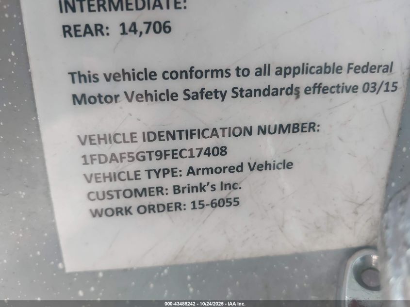 2015 Ford F-550 Chassis Xl VIN: 1FDAF5GT9FEC17408 Lot: 43485242