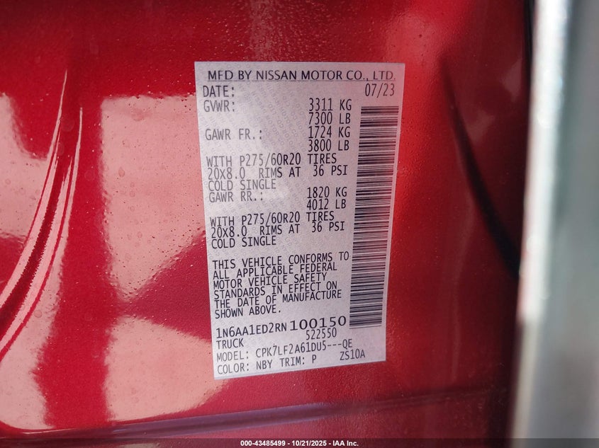 2024 NISSAN TITAN PLATINUM RESERVE 4X4 1N6AA1ED2RN100150