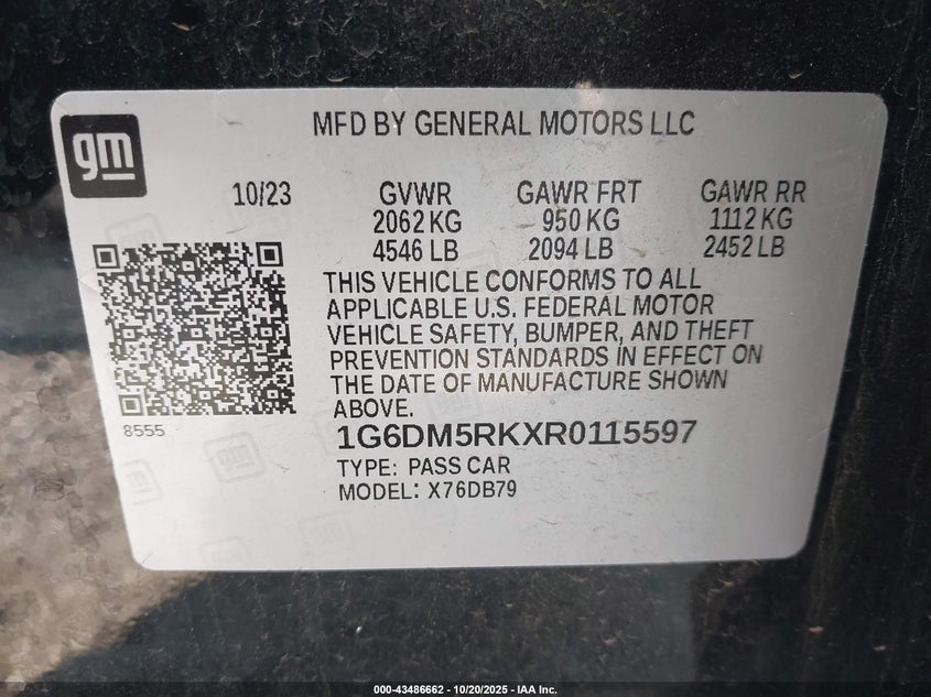 2024 CADILLAC CT5 LUXURY 1G6DM5RKXR0115597