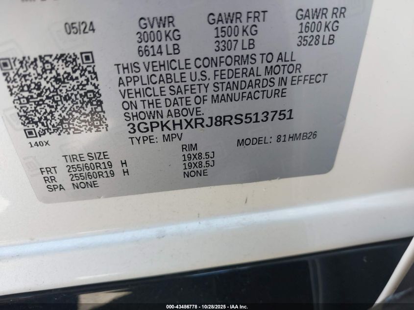 2024 Honda Prologue Touring VIN: 3GPKHXRJ8RS513751 Lot: 43486778