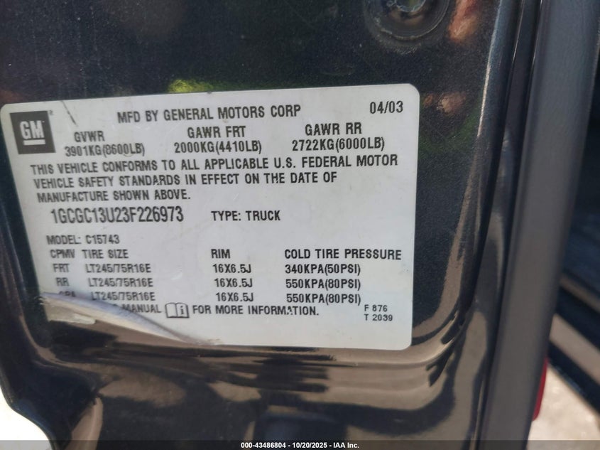 1GCGC13U23F226973 2003 CHEVROLET SILVERADO photo no. 9