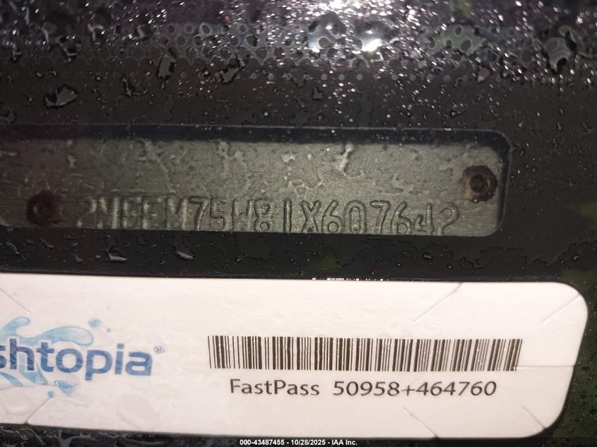 2001 Mercury Grand Marquis Ls VIN: 2MEFM75W81X607642 Lot: 43487455