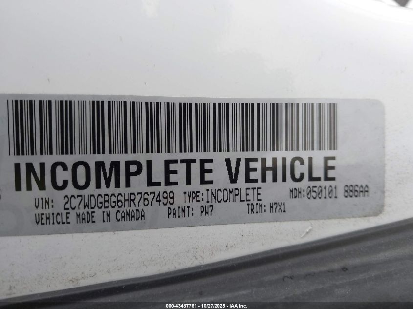 2017 Dodge Grand Caravan Se VIN: 2C7WDGBG6HR767499 Lot: 43487761