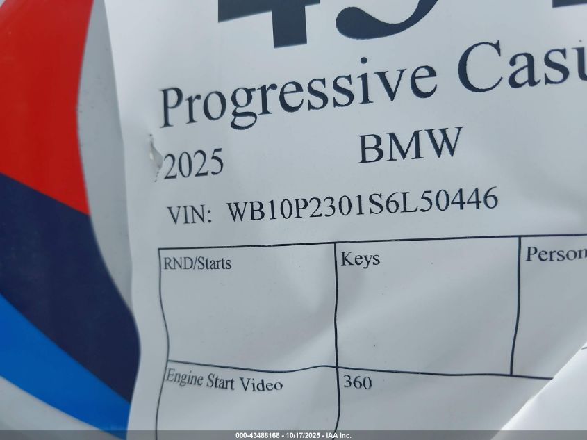 2025 BMW S 1000 Rr VIN: WB10P2301S6L50446 Lot: 43488168