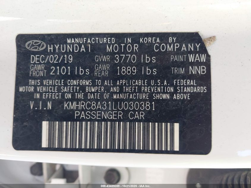 2020 HYUNDAI VENUE SEL KMHRC8A31LU030381