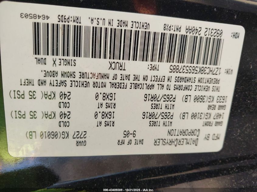 2006 Mitsubishi Raider Duro Cross V6 VIN: 1Z7HC38K56S537885 Lot: 43489389